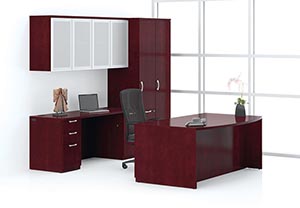 Ignite Desk and Credenza shown in Mahogany