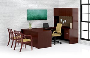 U-unit with three-quarter pedestals. Shown in Cordovan Cherry laminate