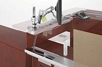 Bi-level Zones Double Capabilities Zones at worksurface height that intersect with Zones at low storage height provide cord management and accessory mountings at two levels. This bi-level capability increases capabilities for storage, docking or recharging.