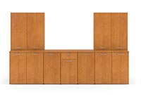Modular components give the ability to create buffet wall units that look custom made for your conference room 