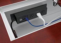 Power, voice and data accessories for use inside the trough can be purchased from Paoli.