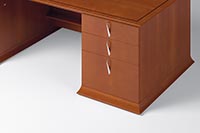 Drawer pulls, wood base moldings and top edges express the unique character of Prominence.