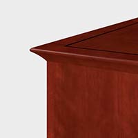 Surrounding Prominence tops are distinctively styled solid wood edges that echo the flare of the base molding.