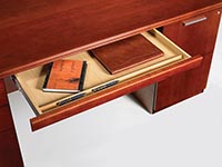 Center drawers are available in three widths. Wood pencil trays are included.