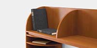 Wood letter trays add paper management capabilities.